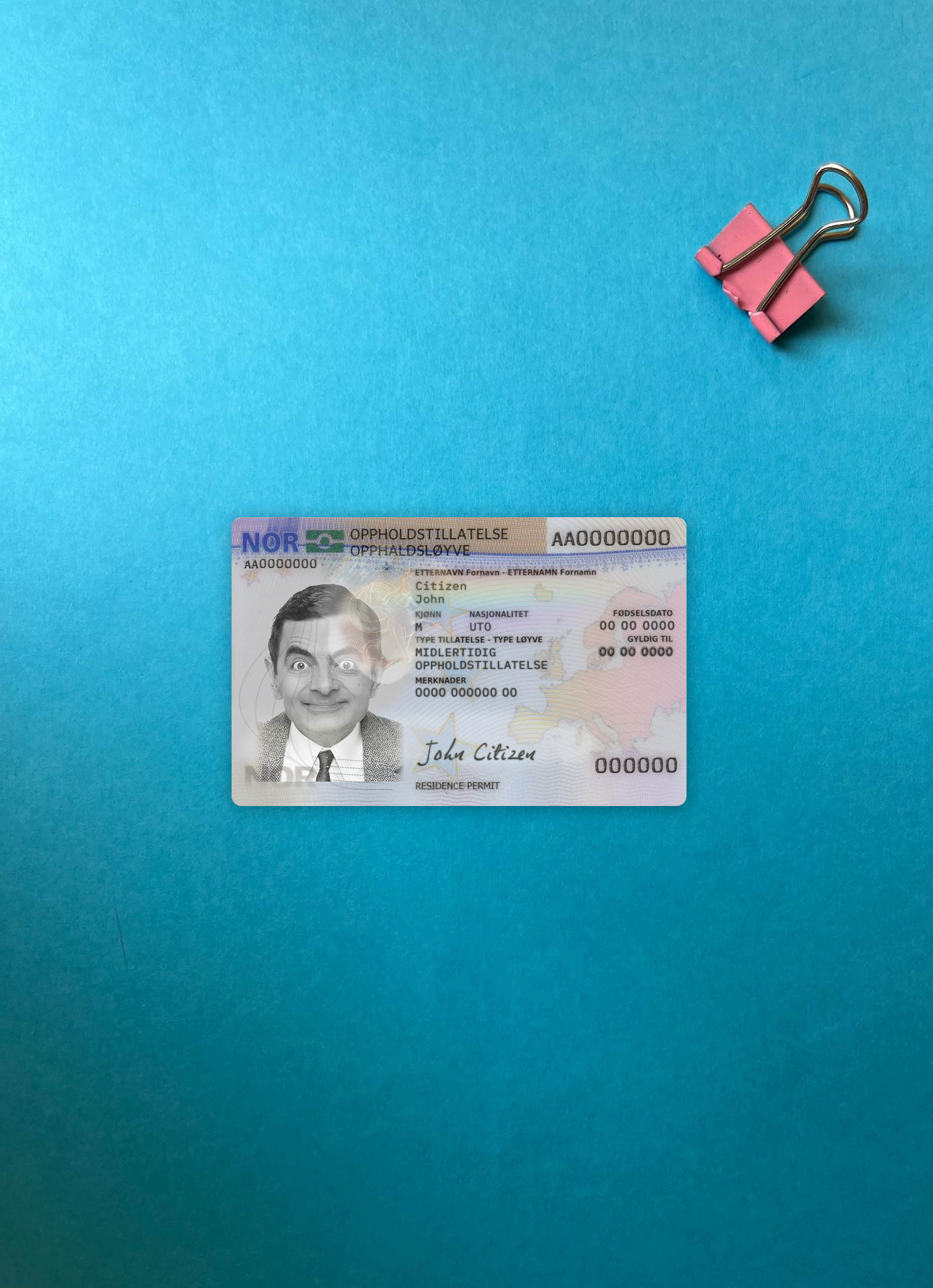 Norway residence card photolook front PSD template